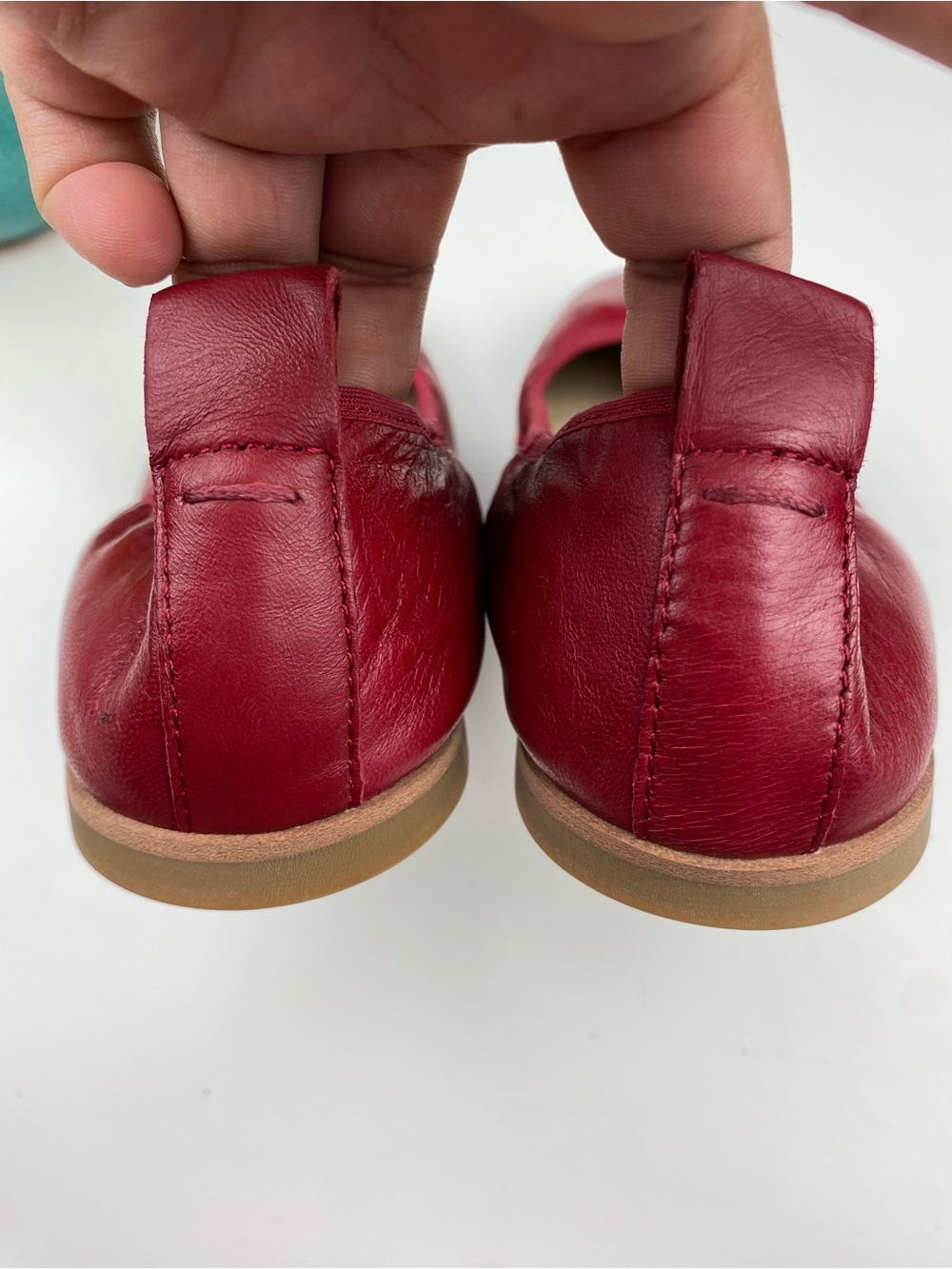 Eileen Fisher Notion Nappa Leather Cranberry Ballet Flats Sz 6 - Picture 5 of 9